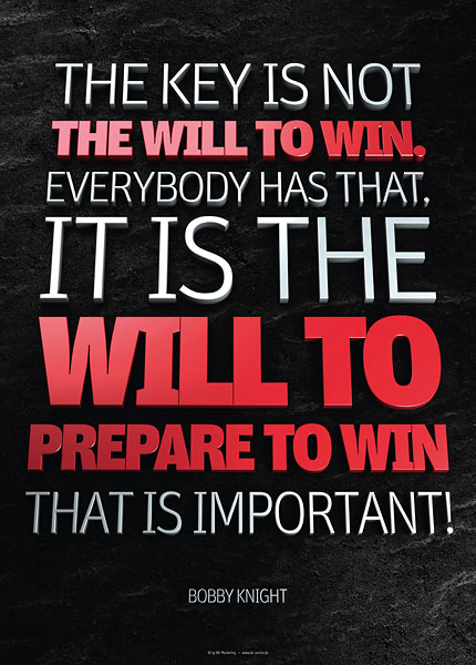 Poster bobby knight - the key is not the will to win