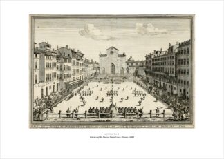 Calcio Fiorentino 1688 – Kupferstich der Piazza Santa Croce in Florenz als Kunstdruck-Poster