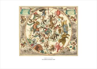 Andreas Cellarius, Der nördliche Sternhimmel mit Sternbildern, 1660 – antike Sternkarte als Poster