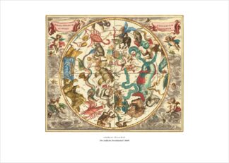 Andreas Cellarius, Der südliche Sternhimmel mit Sternbildern, 1660 – antike Sternkarte als Poster