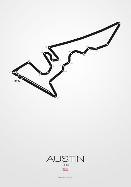 Poster Formel 1 Strecke USA Austin