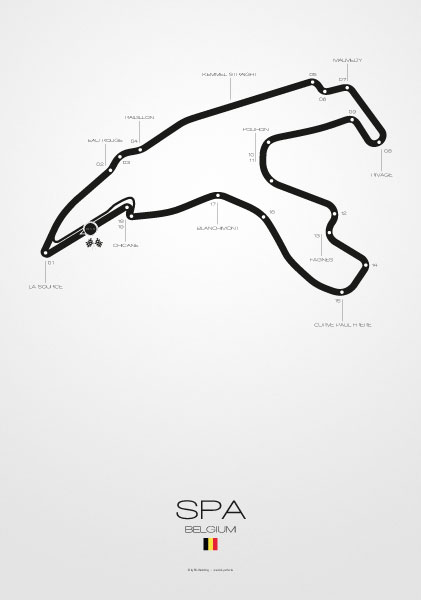 Poster Formel 1 Strecke Spa