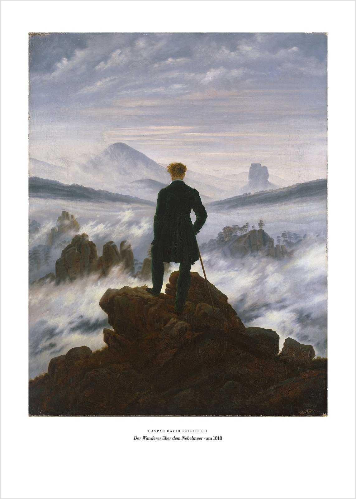 Caspar David Friedrich – Wanderer über dem Nebelmeer | Poster und Leinwand 1 Caspar David Friedrich – Wanderer über dem Nebelmeer – Kunstdruck als Poster