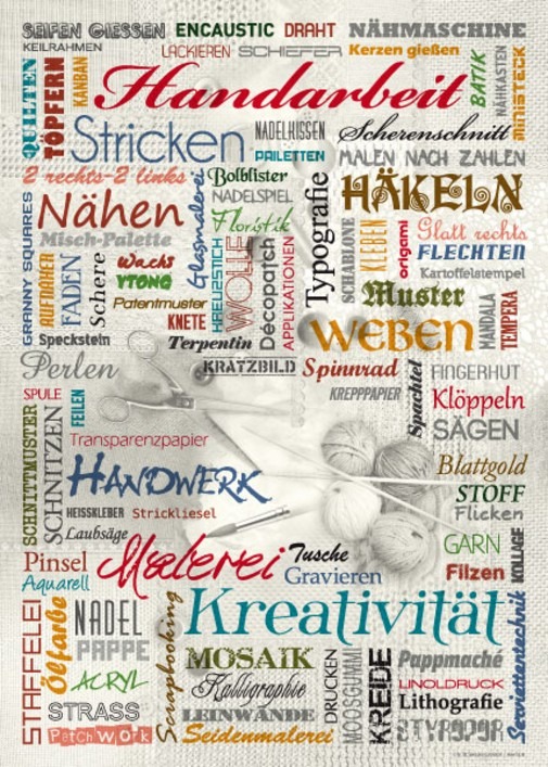 Handarbeit 1 Poster und Leinwand für Nähen und Stricken 1 Wörterposter Handarbeit