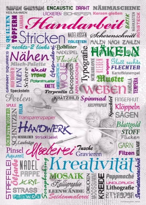 Handarbeit 2 Poster und Leinwand für Nähen und Stricken 1 Wörterposter Handarbeit