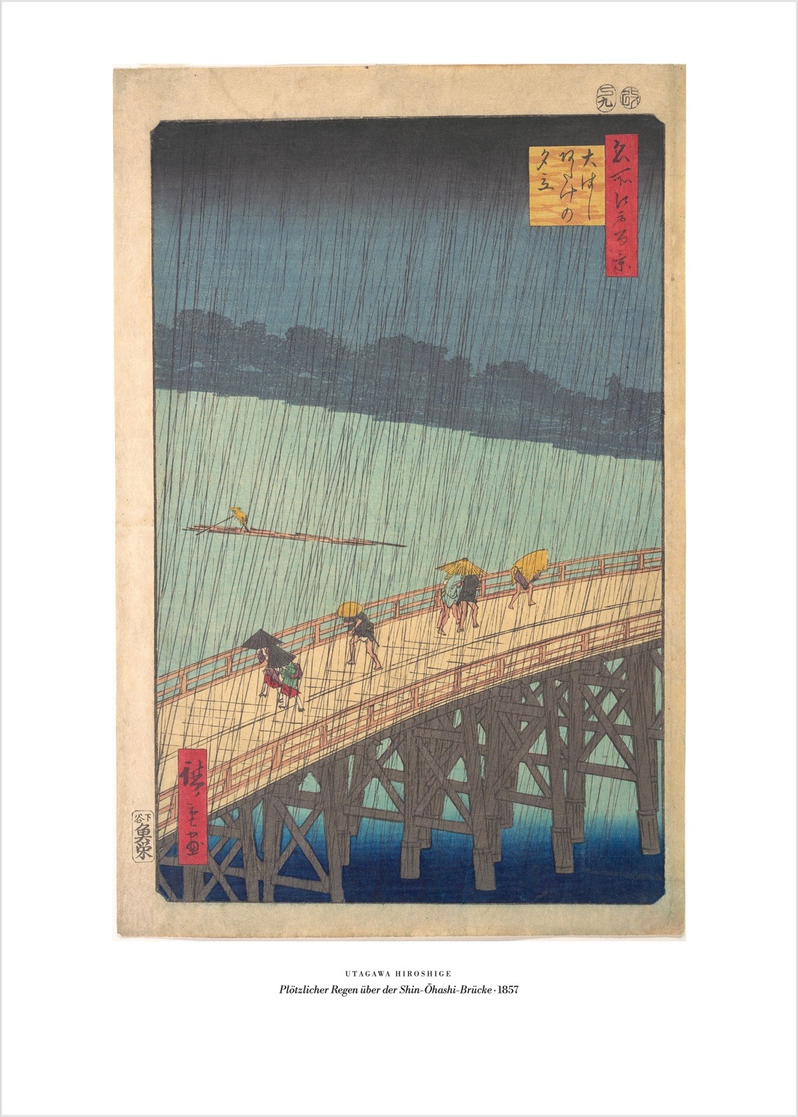 Hiroshige – Plötzlicher Regen | Poster und Leinwand 1 Hiroshige – Plötzlicher Regen – Kunstdruck als Poster