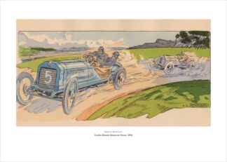 Ernest Montaut, Gordon-Bennett-Rennen 1904 im Taunus: blauer Rennwagen Nr. 5 – Vintage-Motorsport-Poster