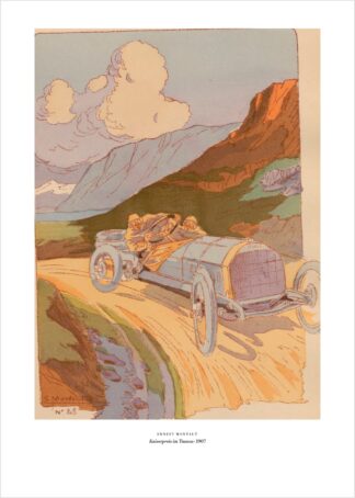 Ernest Montaut, Kaiserpreis 1907 im Taunus: Rennwagen auf der Bergstraße – Vintage-Motorsport-Poster im Hochformat