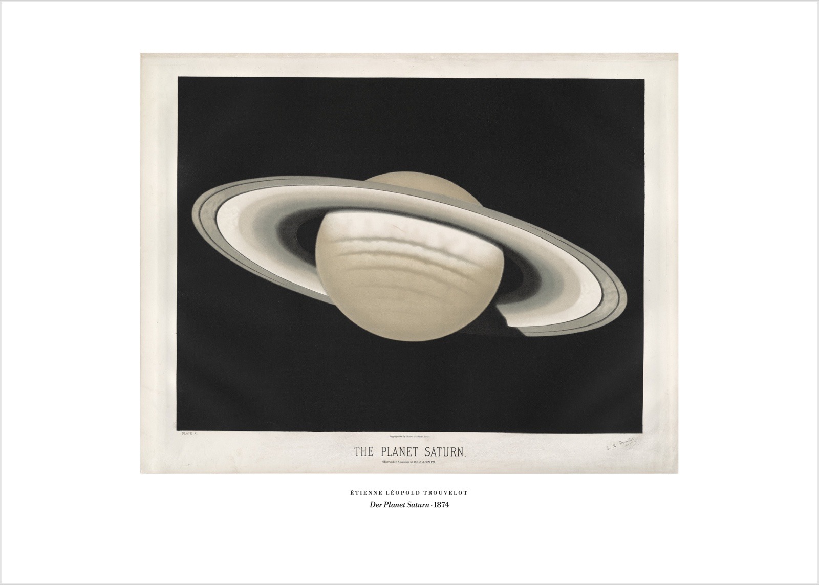 Trouvelot – Der Planet Saturn | Poster und Leinwand 1 Trouvelot – Der Planet Saturn – Kunstdruck als Poster