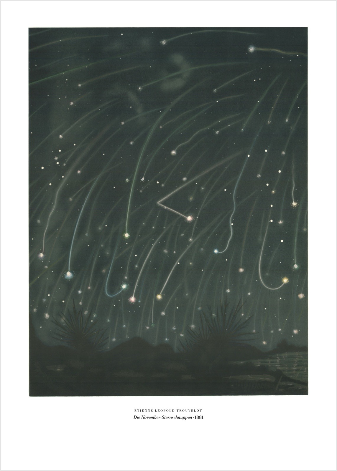 Trouvelot – Die November-Sternschnuppen | Poster und Leinwand 1 Étienne Léopold Trouvelot, Die November-Sternschnuppen (November Meteors), 1868/1881 – Vintage-Astronomie als Poster und Leinwand